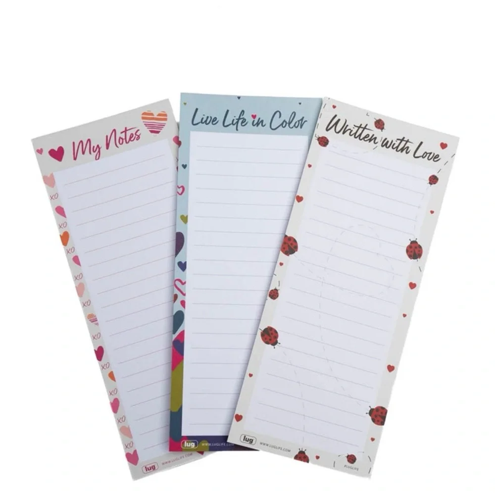 Lug Colorful Notepad SET with Heart and Ladybug Designs 3 pack. NWT